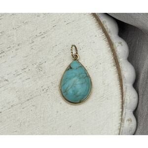 14k Yellow Gold Turquoise Pendant 1.47G / 0.8In / 13mm
